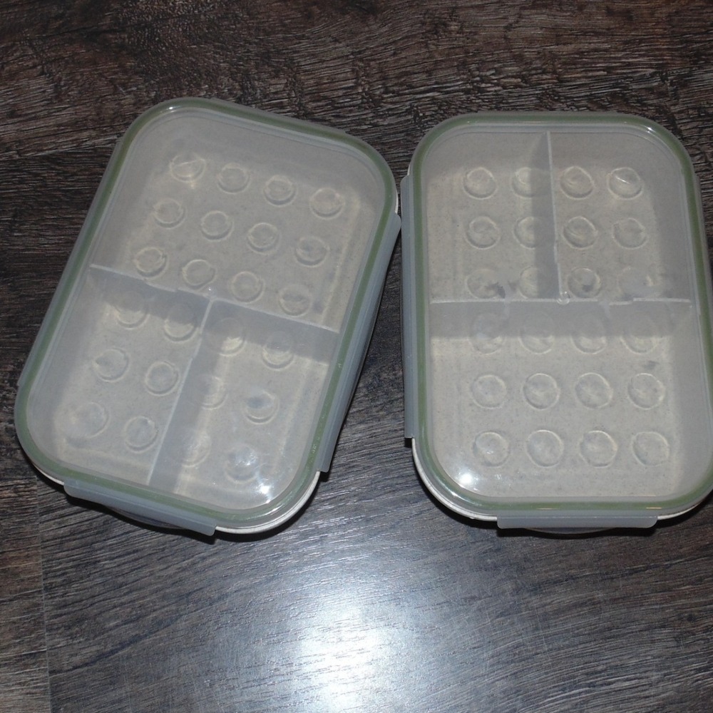 Bento Lunch Box Set Adult Kids Beige Good 3 Compartment Wheat Straw